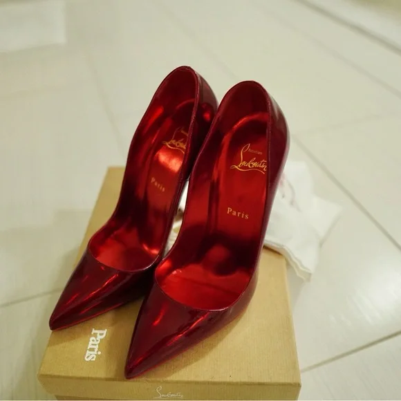 Christian Louboutin Red Patent Leather Heels - Picture 2 of 5